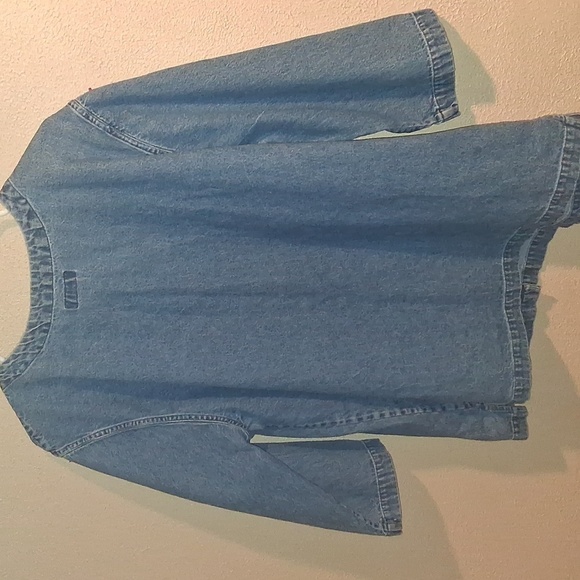 Life Style Vintage Denim Button Down Star Patches Lagen Look 1X - Picture 6 of 6